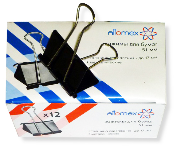 Зажим для бумаги 51 мм Attomex, 12 шт в упаковке, 4131305