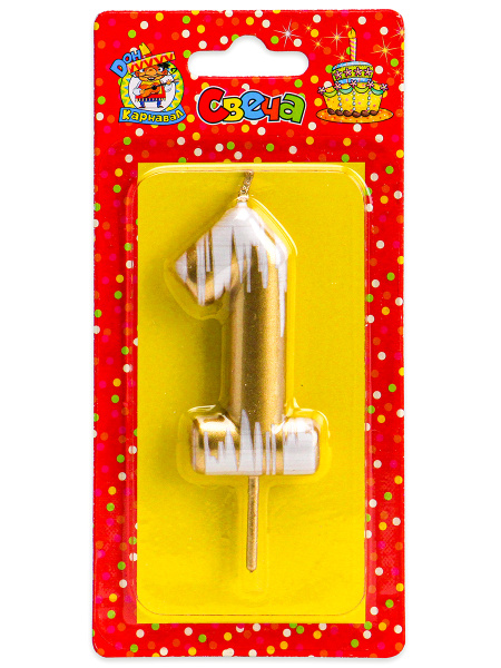 Свеча для торта, цифра 1, шебби шик, С-2510