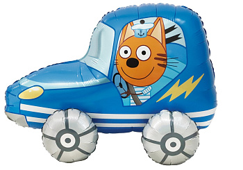 Шар (29"/74 см), Фигура 3D, Коржик в машинке, 1 шт, 401138